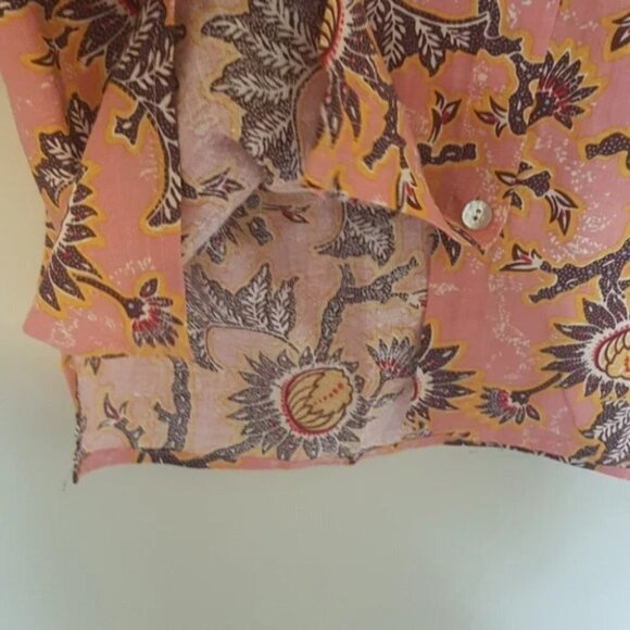 NWT C&C California floral print pink linen boxy  button down shirt size S - Picture 4 of 5